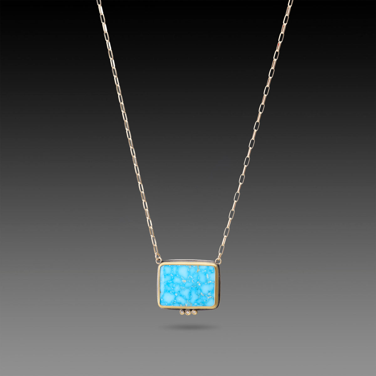 Turquoise Necklace with Diamond Trio