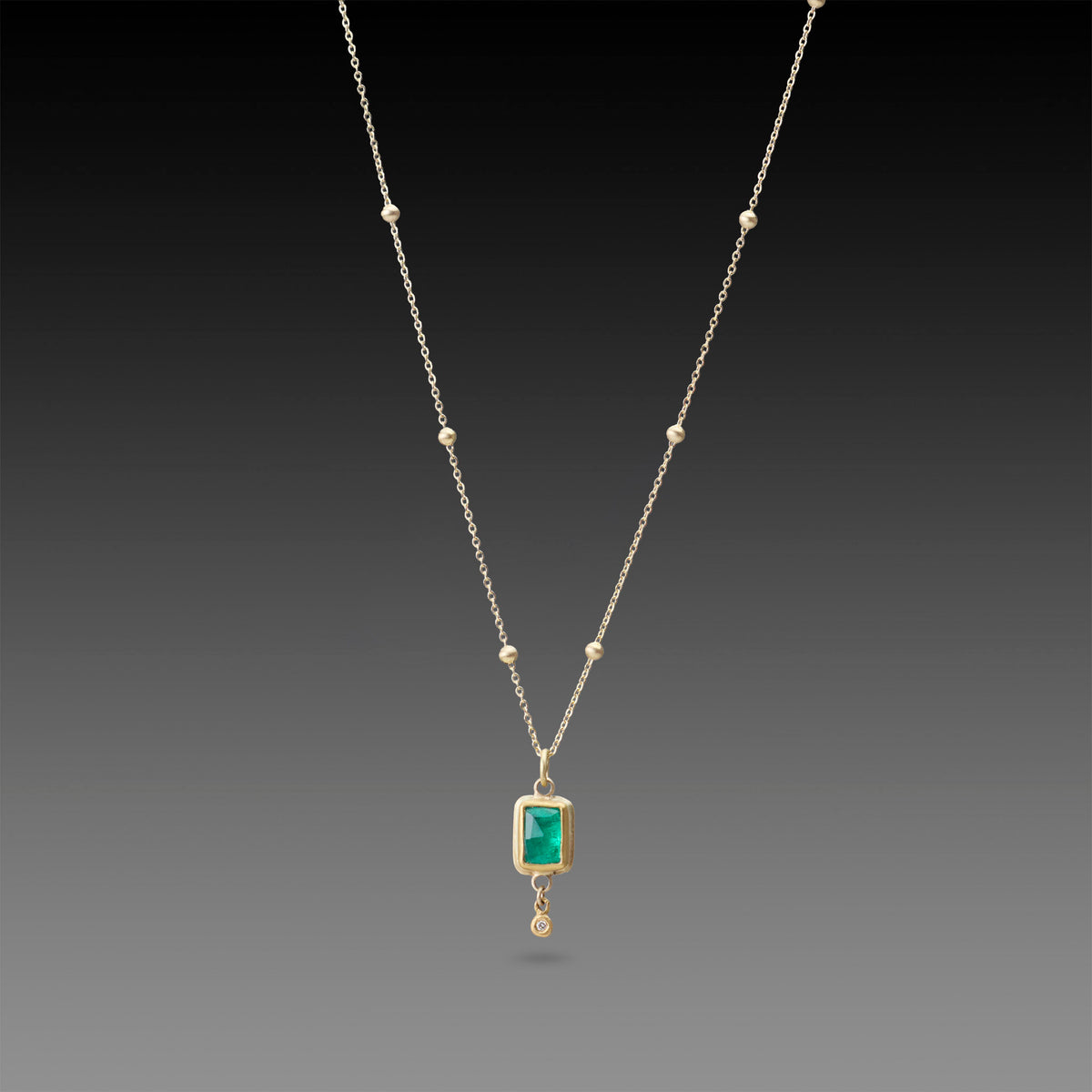 Emerald Necklace with Diamond Drop