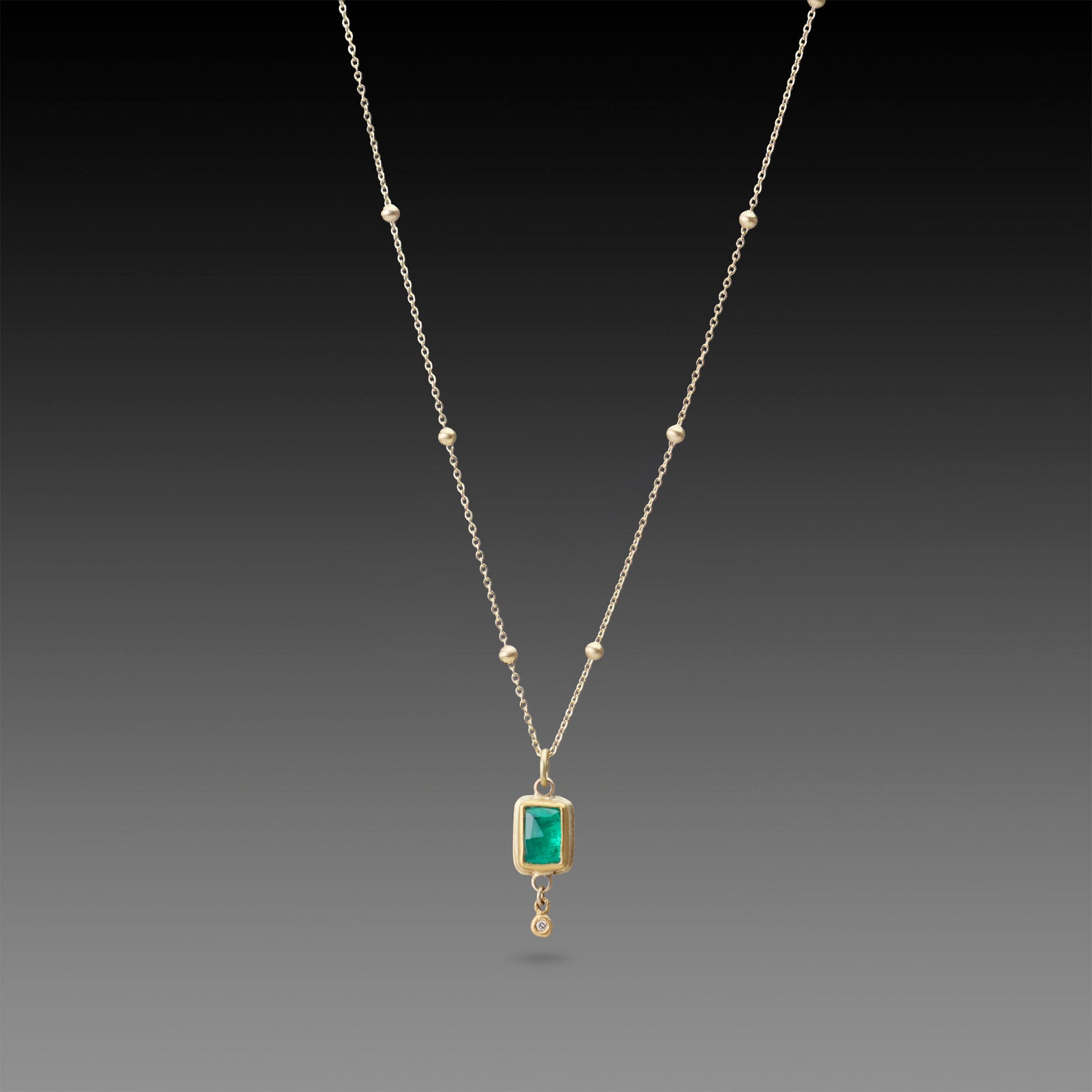 Emerald Necklace with Diamond Drop