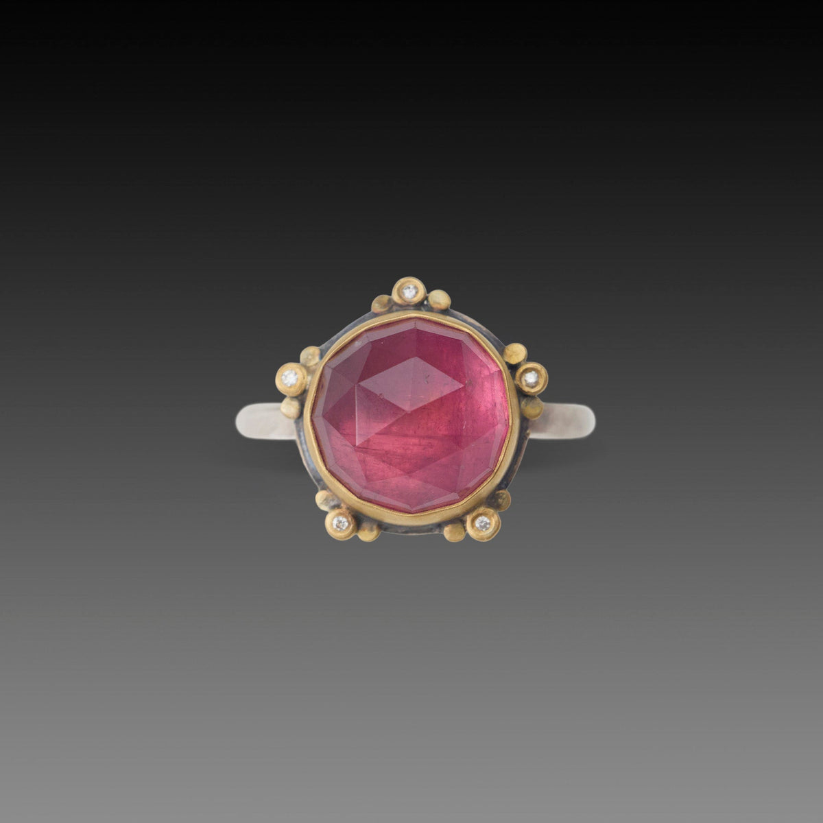 Raspberry Tourmaline Ring with Diamonds