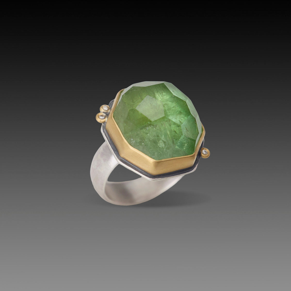 Tourmaline Citrus Ring with Diamonds