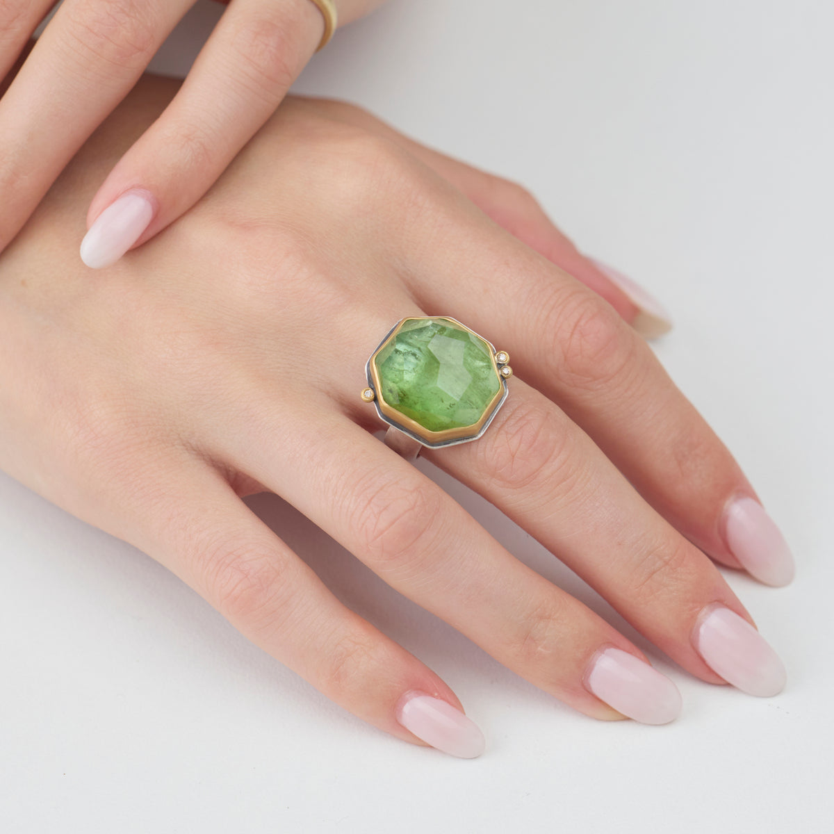 Tourmaline Citrus Ring with Diamonds