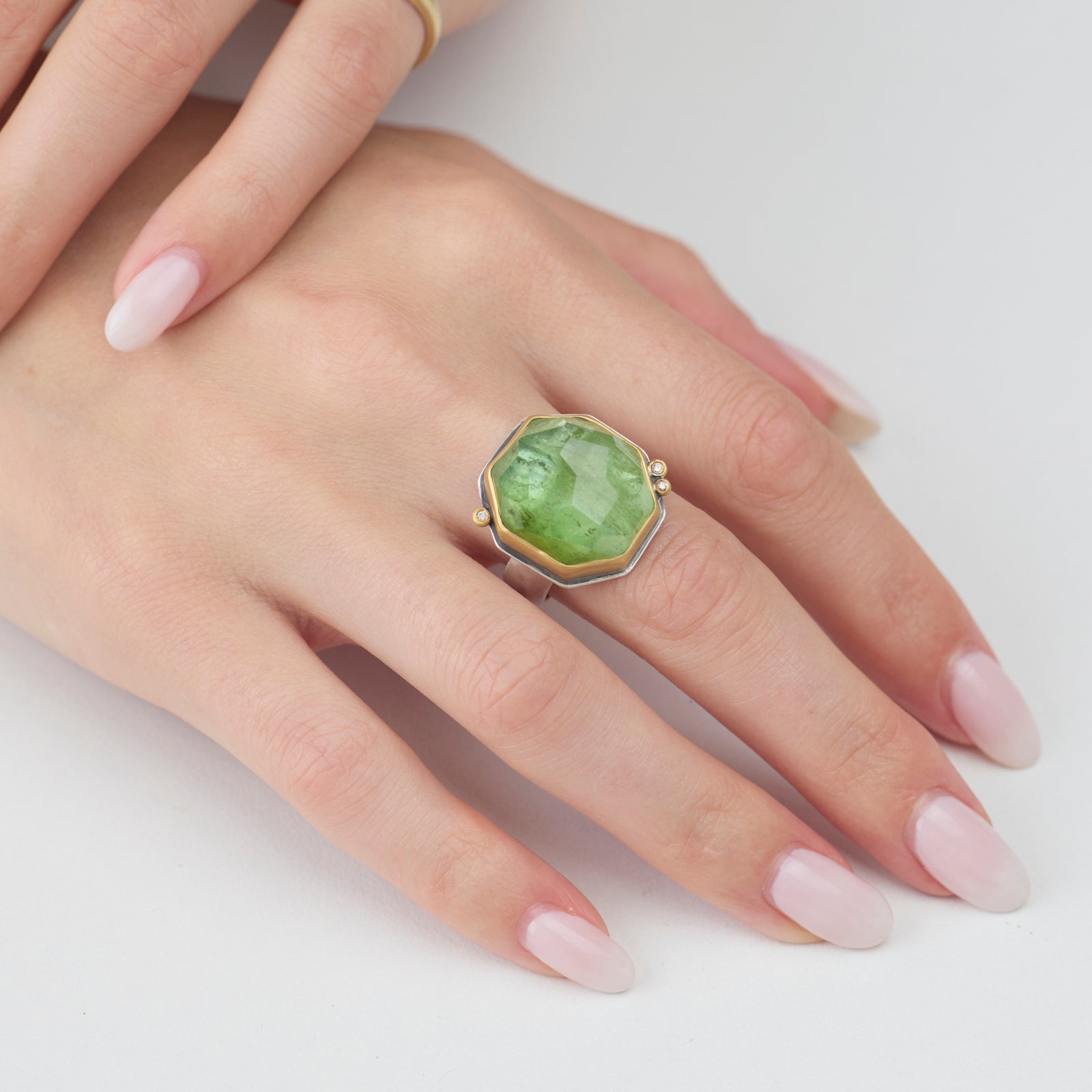 Tourmaline Citrus Ring with Diamonds