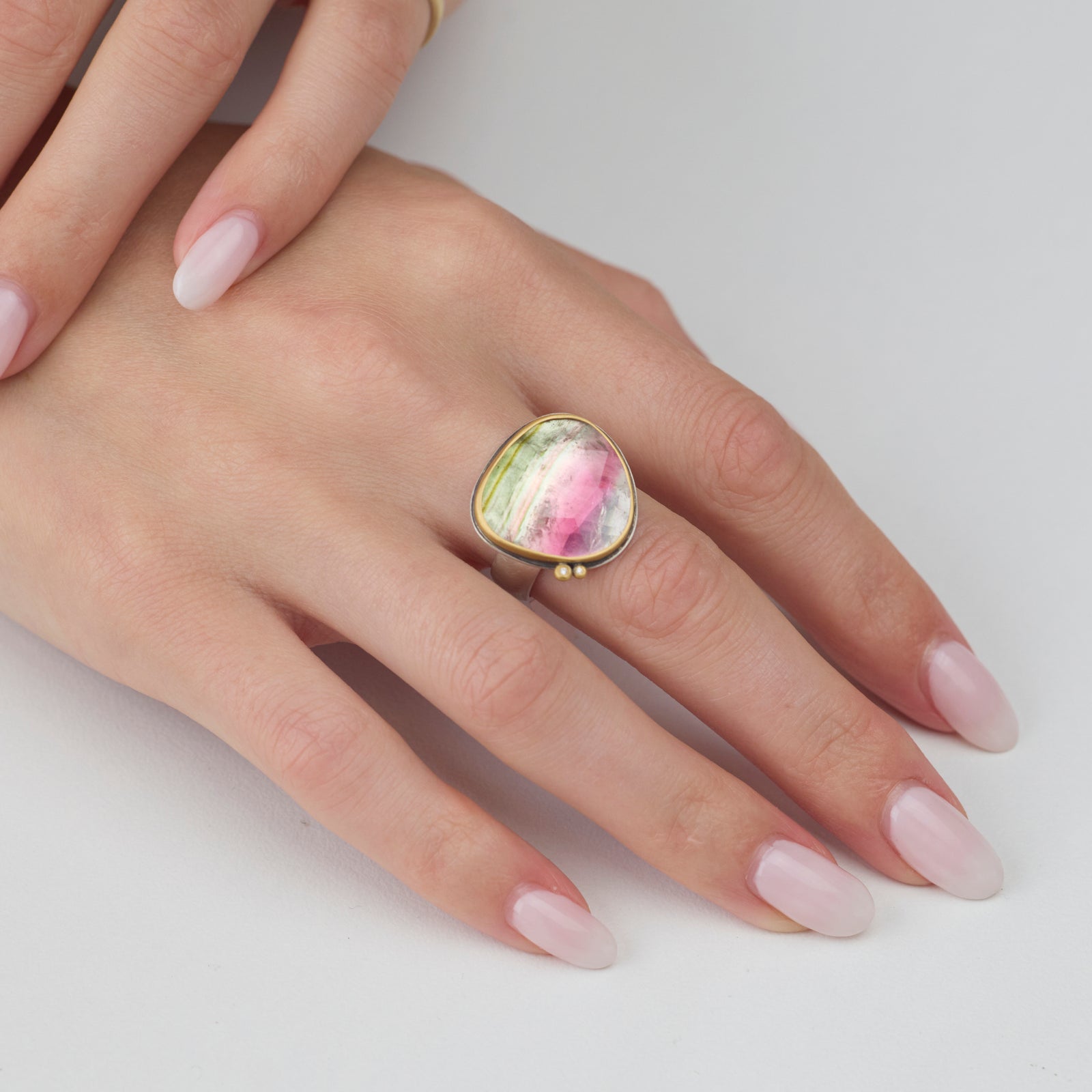 Watermelon Tourmaline Aurora Ring