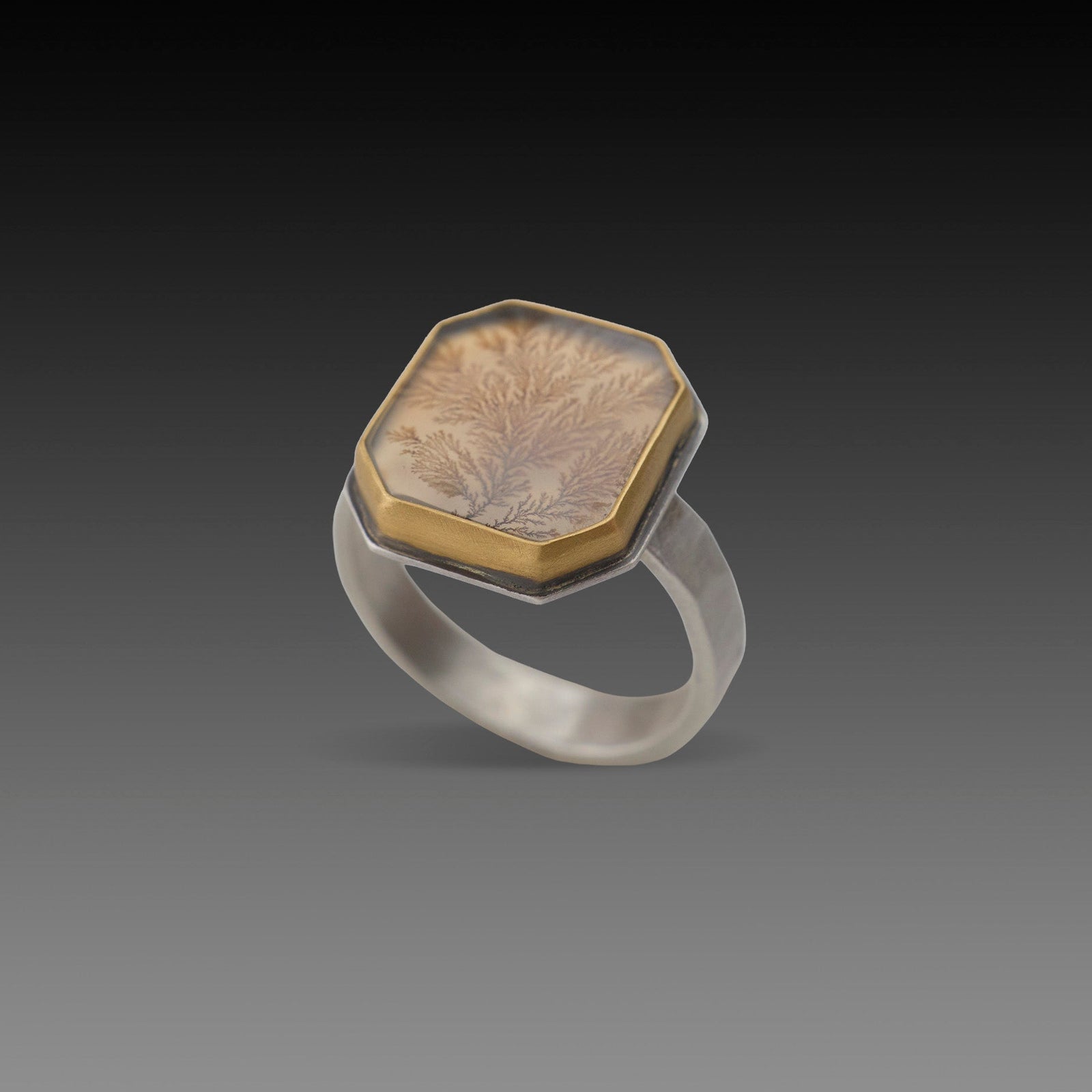 Geometric Dendritic Agate Ring
