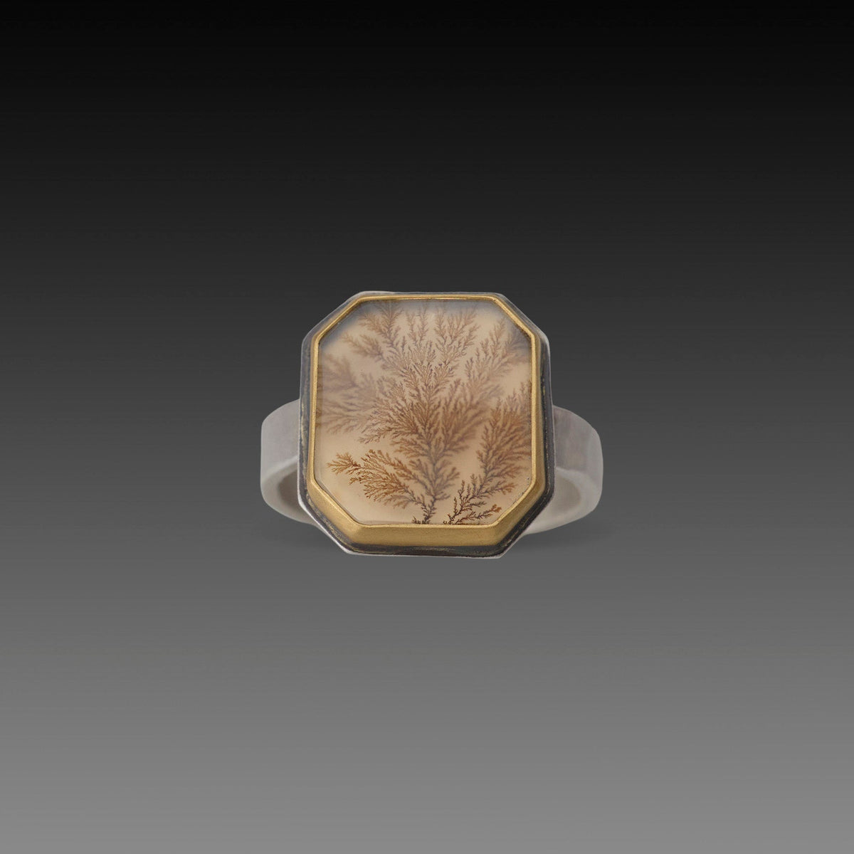 Geometric Dendritic Agate Ring