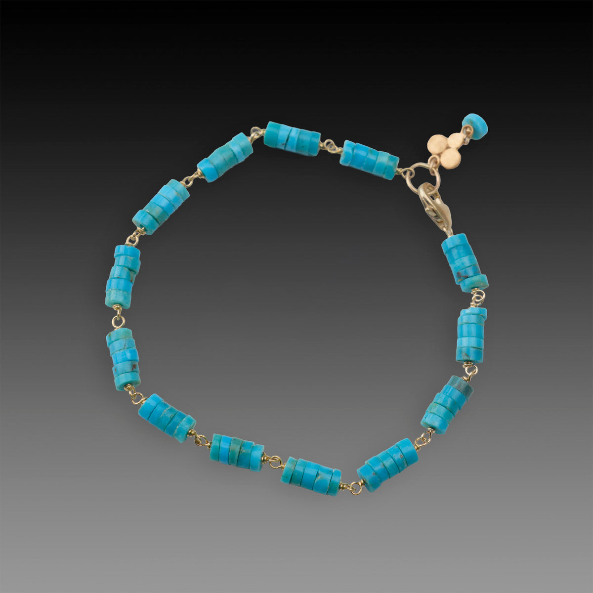 Bright Blue Turquoise and Gold Bracelet