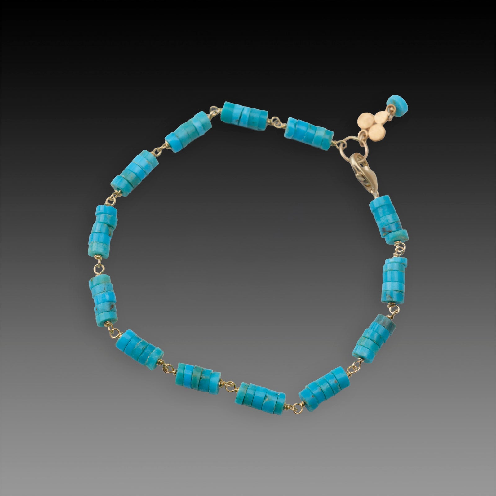 Bright Blue Turquoise and Gold Bracelet