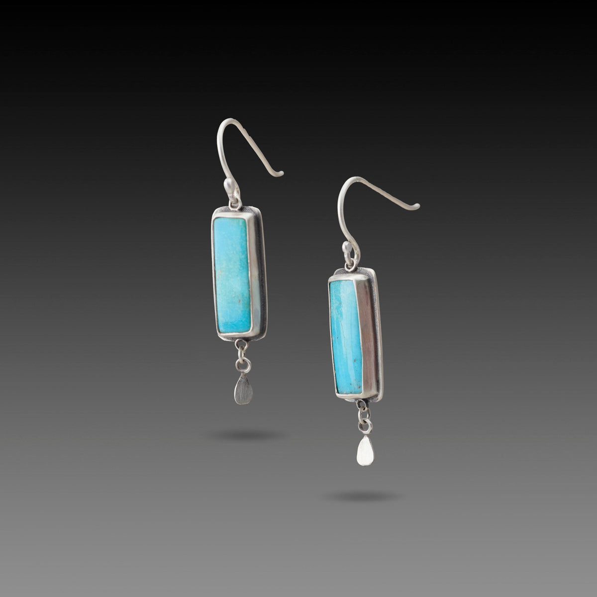 Turquoise Baton Earrings with Silver Drops