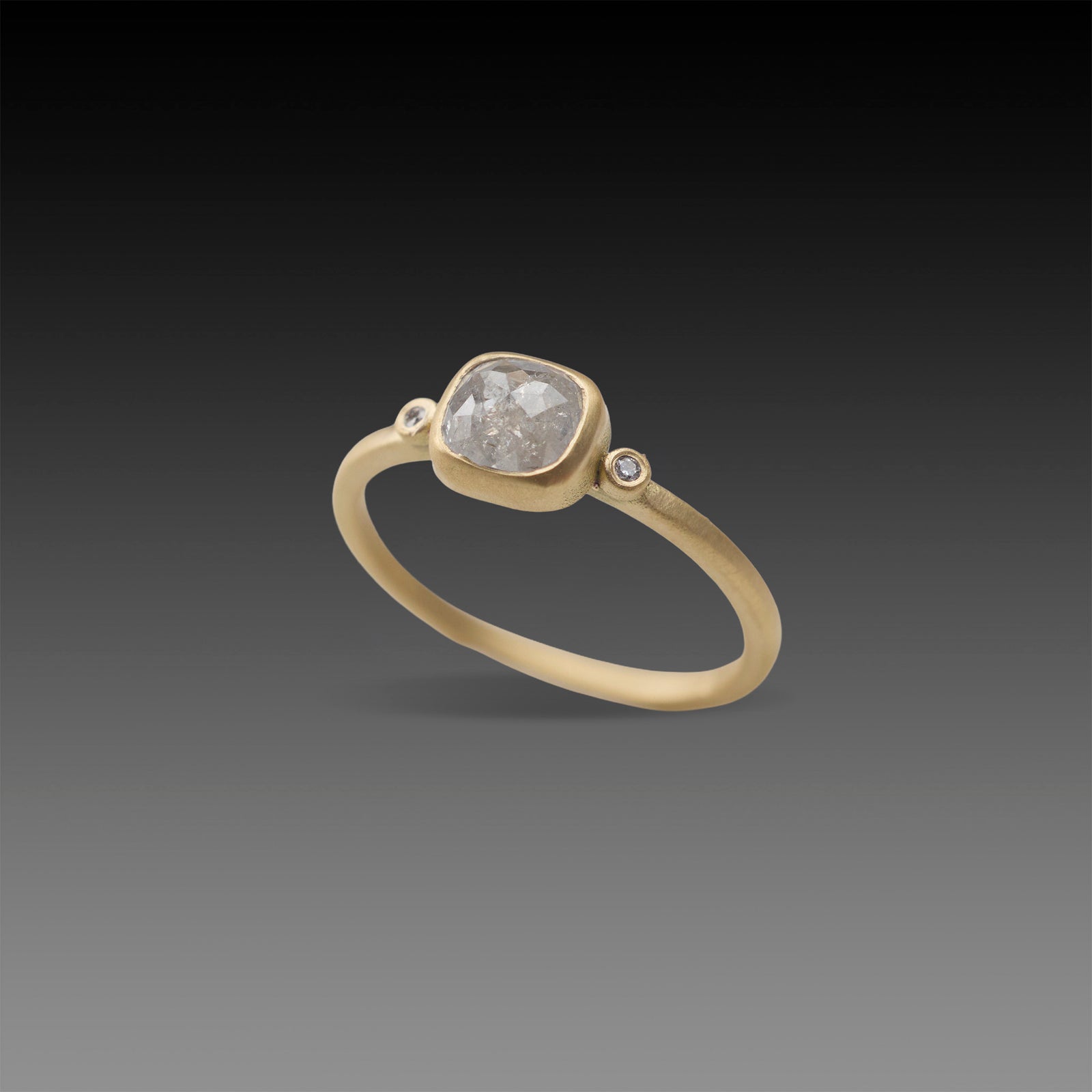 Gray Diamond Cushion Ring