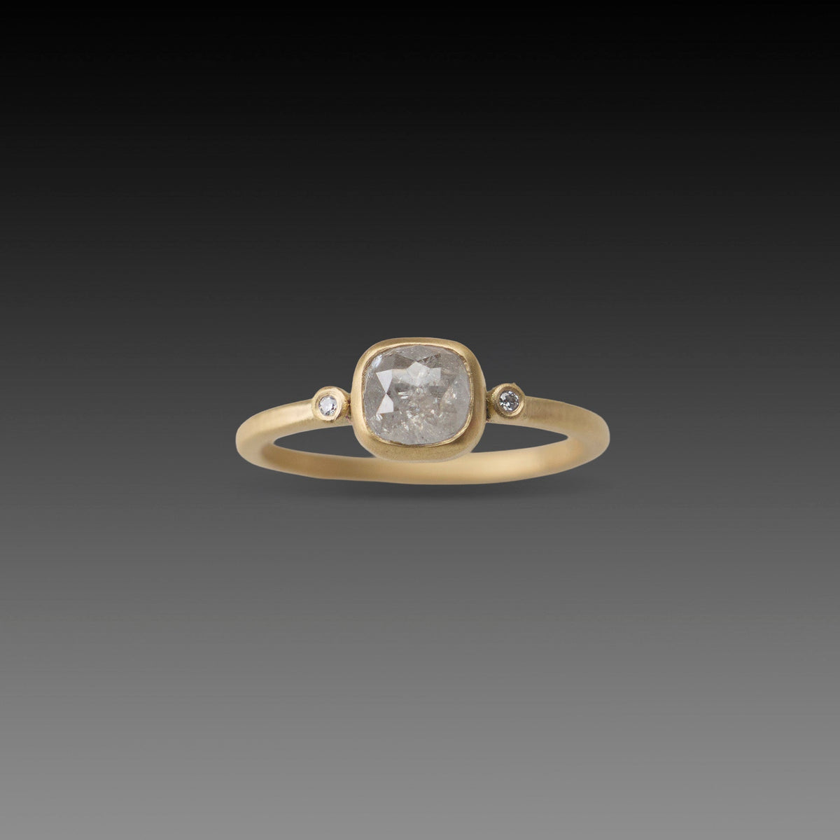 Gray Diamond Cushion Ring