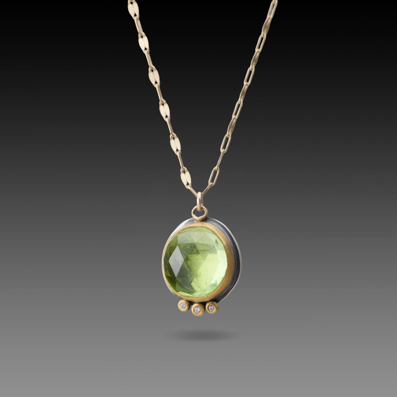Tourmaline Citrus Necklace with Diamond Trio