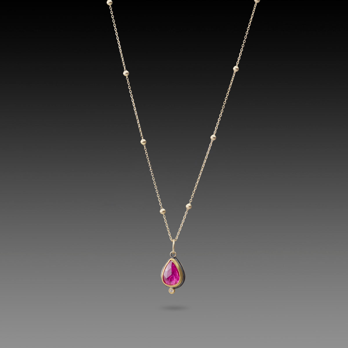 Delicate Ruby Teardrop Necklace
