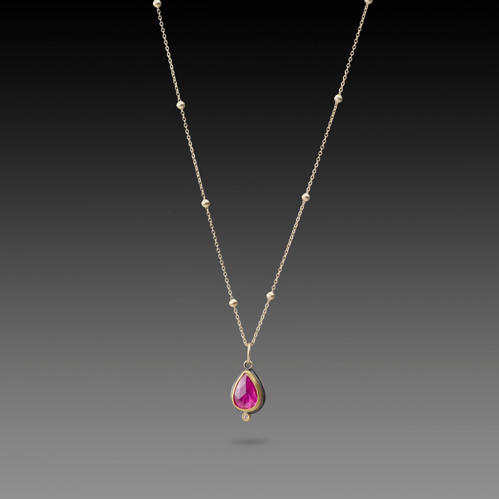 Delicate Ruby Teardrop Necklace