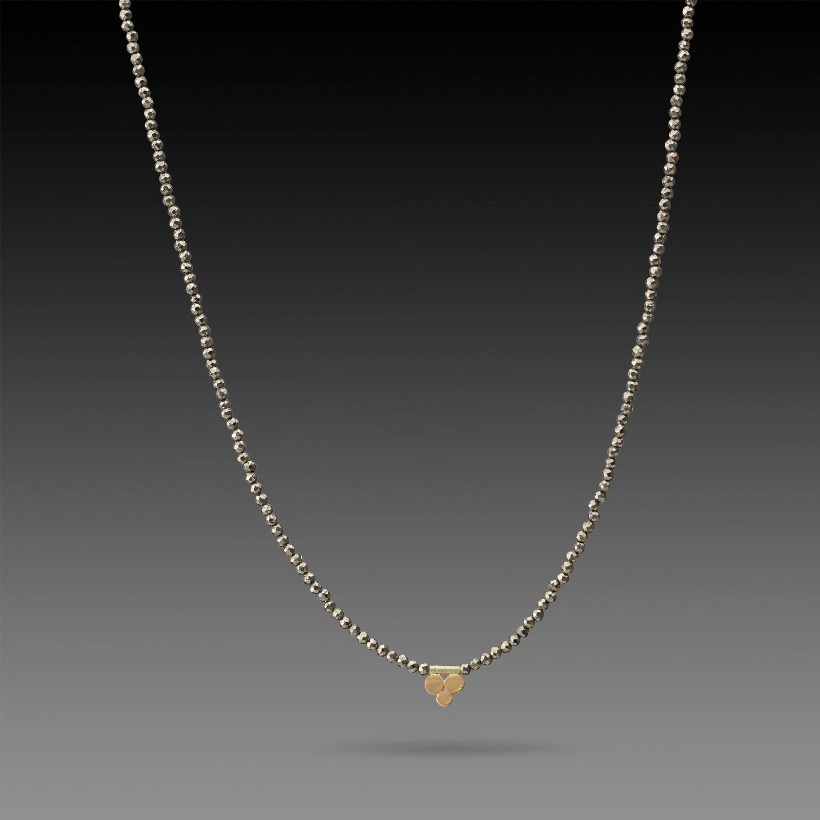Pyrite Necklace with Gold Trio