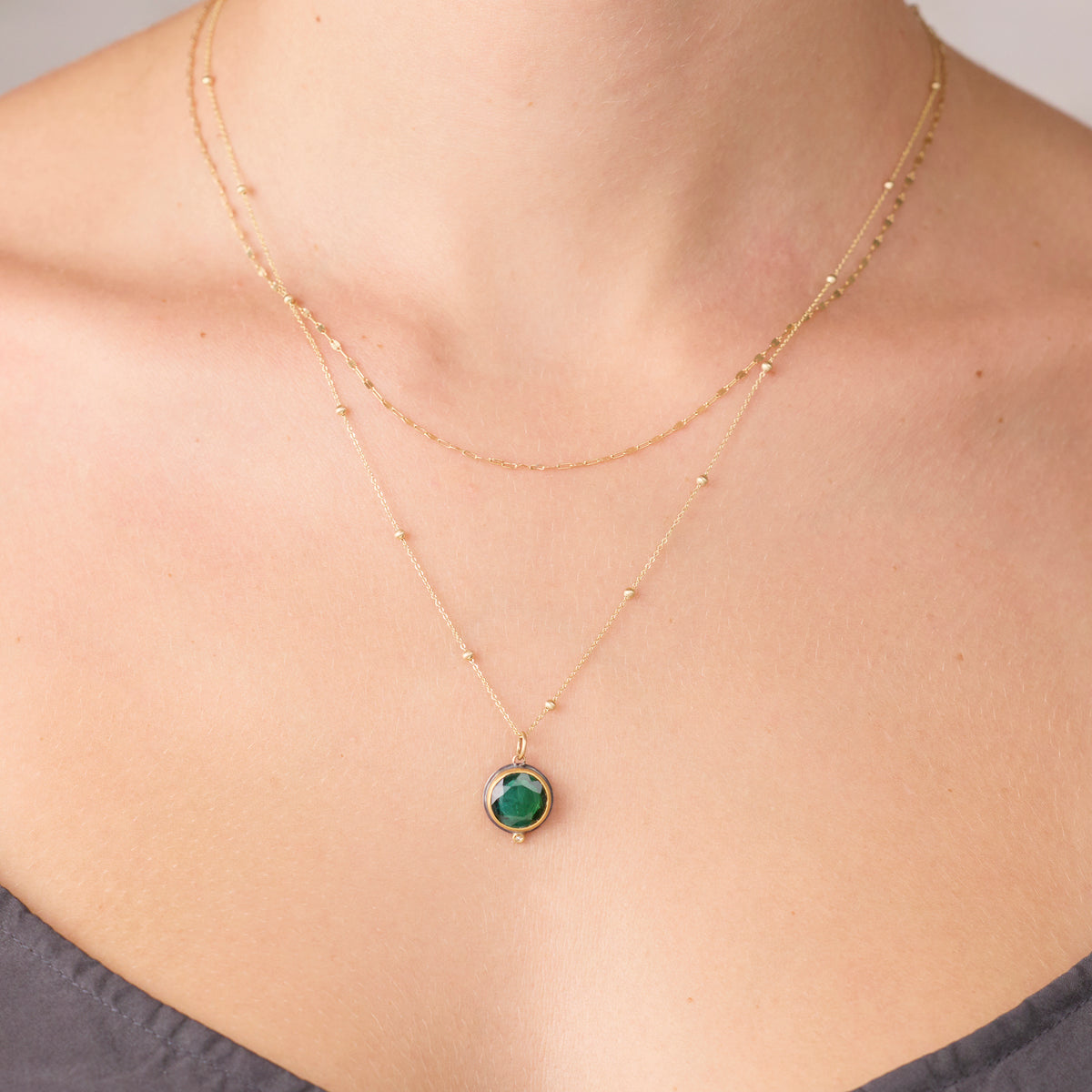 Round Evergreen Tourmaline Necklace