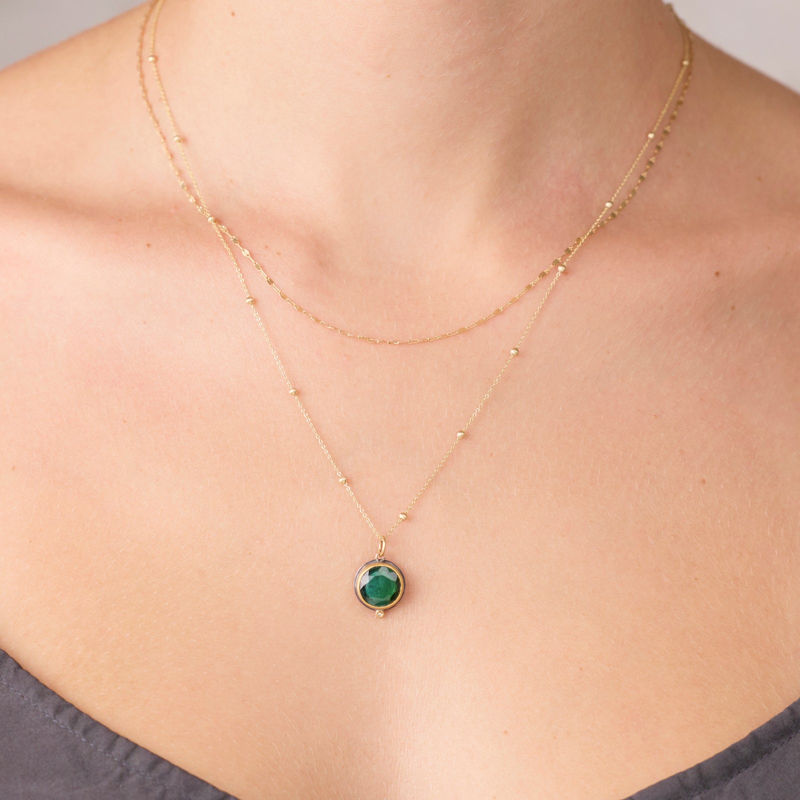 Round Evergreen Tourmaline Necklace