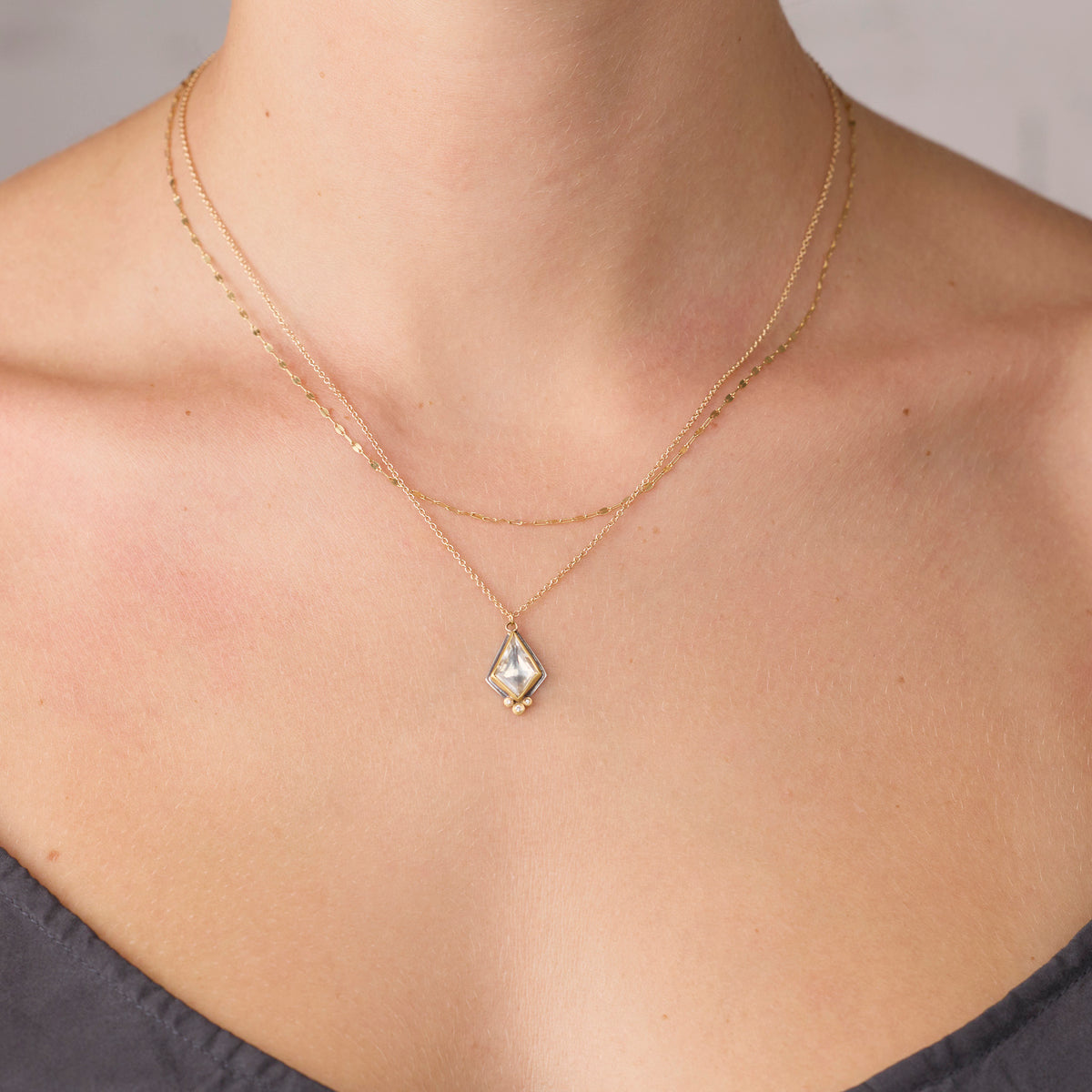 White Sapphire Necklace with Diamonds