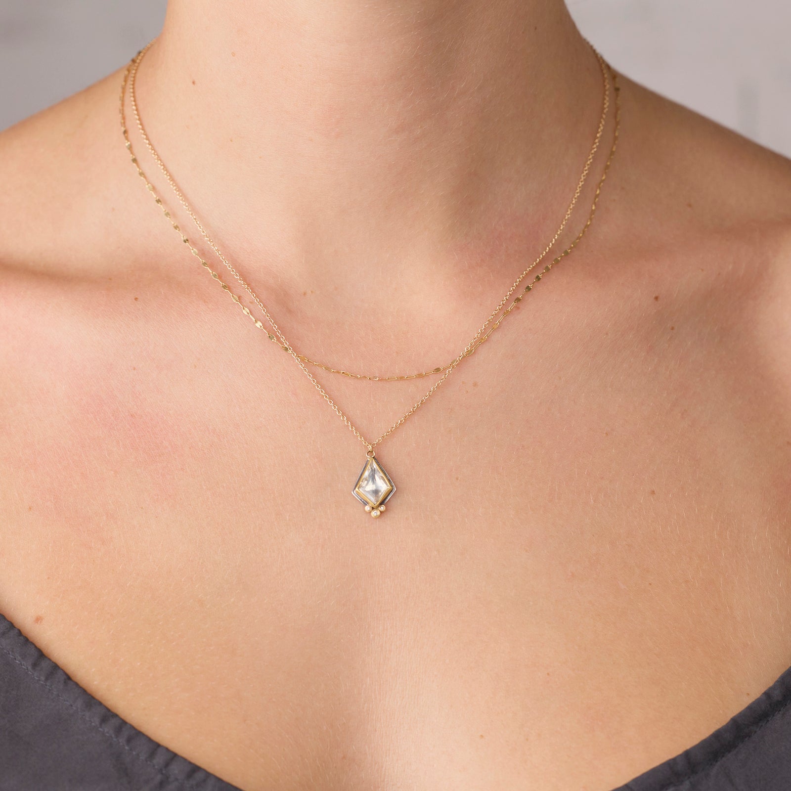 White Sapphire Necklace with Diamonds