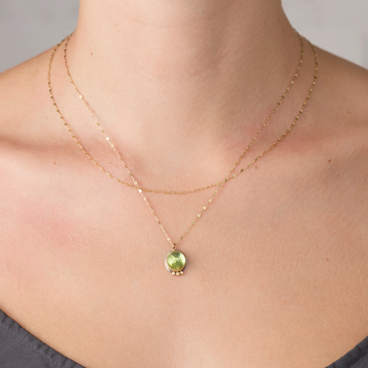 Tourmaline Citrus Necklace with Diamond Trio