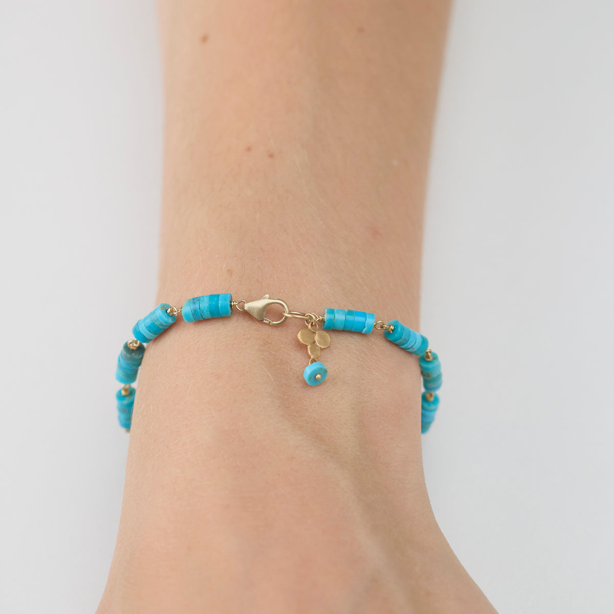 Bright Blue Turquoise and Gold Bracelet