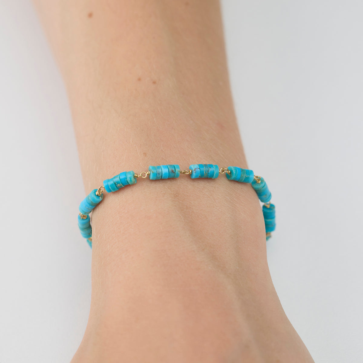 Bright Blue Turquoise and Gold Bracelet