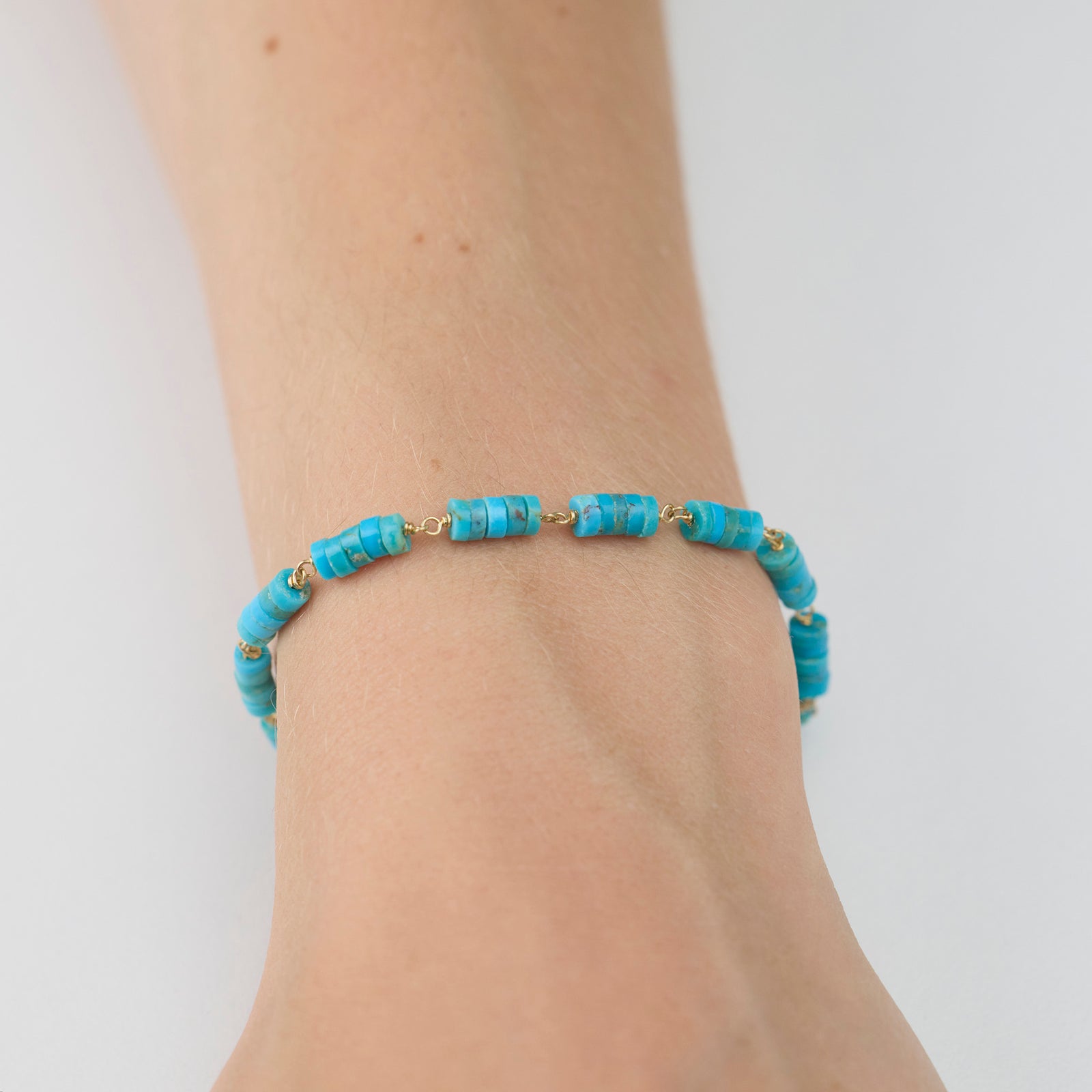 Bright Blue Turquoise and Gold Bracelet