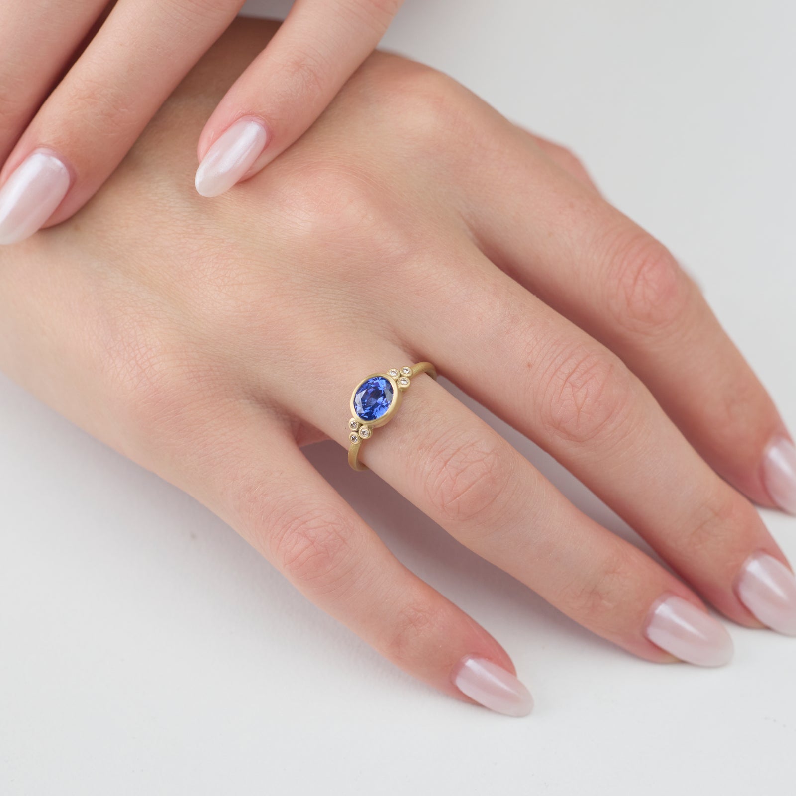 Blue Sapphire Ring with Diamonds