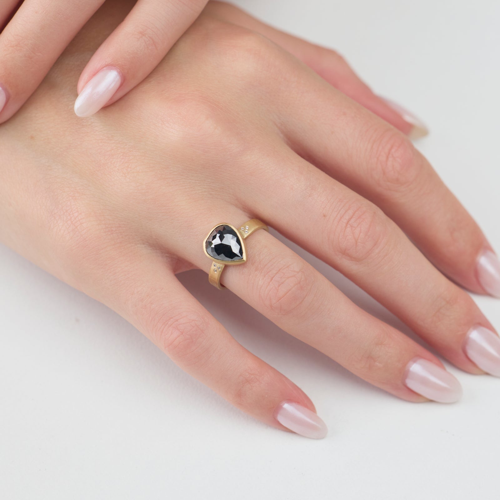 Teardrop Black Diamond Ring