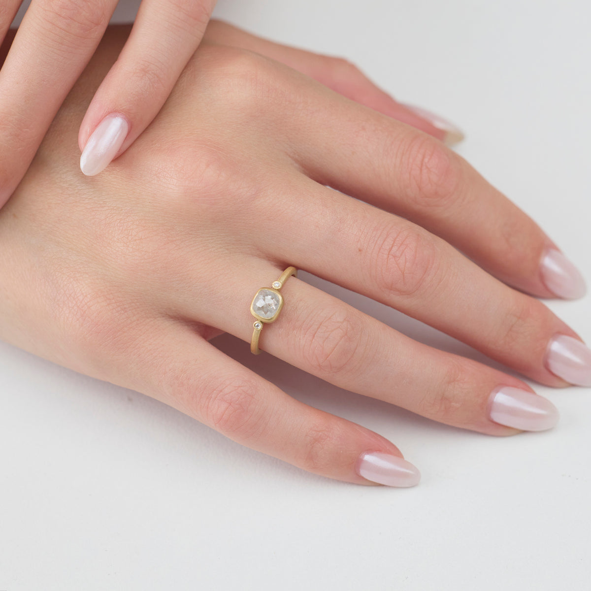 Gray Diamond Cushion Ring