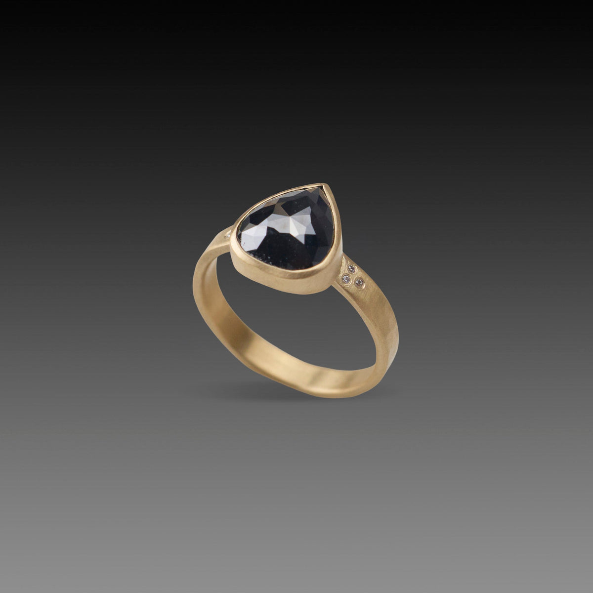 Teardrop Black Diamond Ring