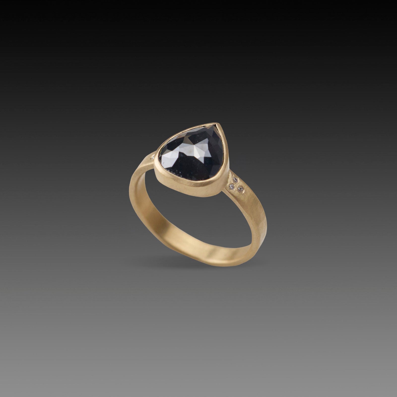 Teardrop Black Diamond Ring