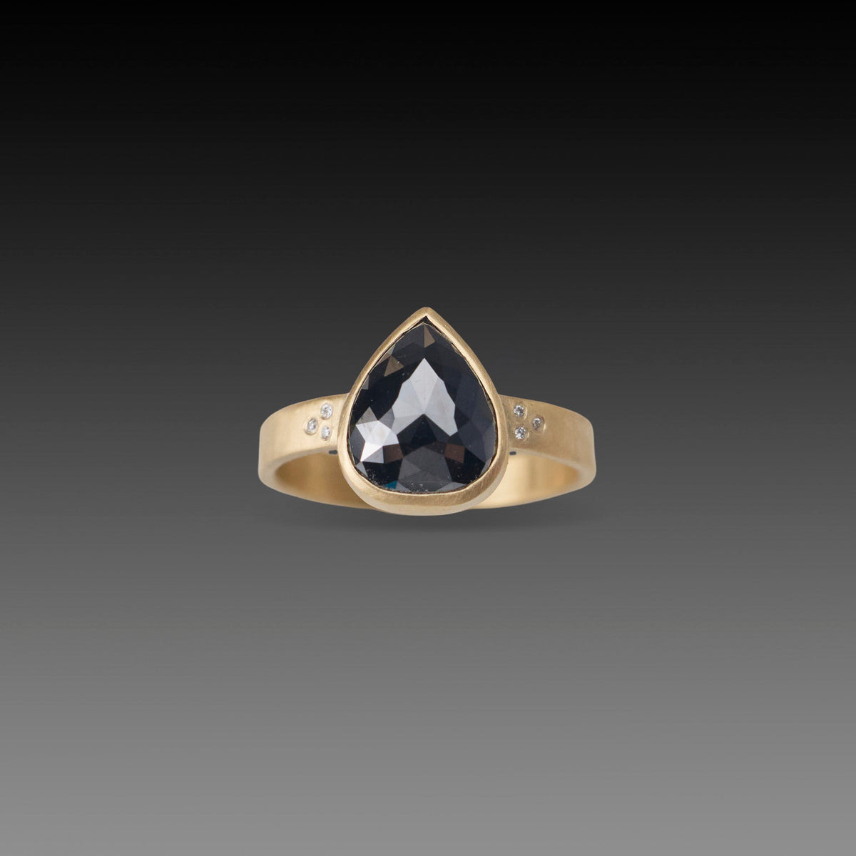 Teardrop Black Diamond Ring