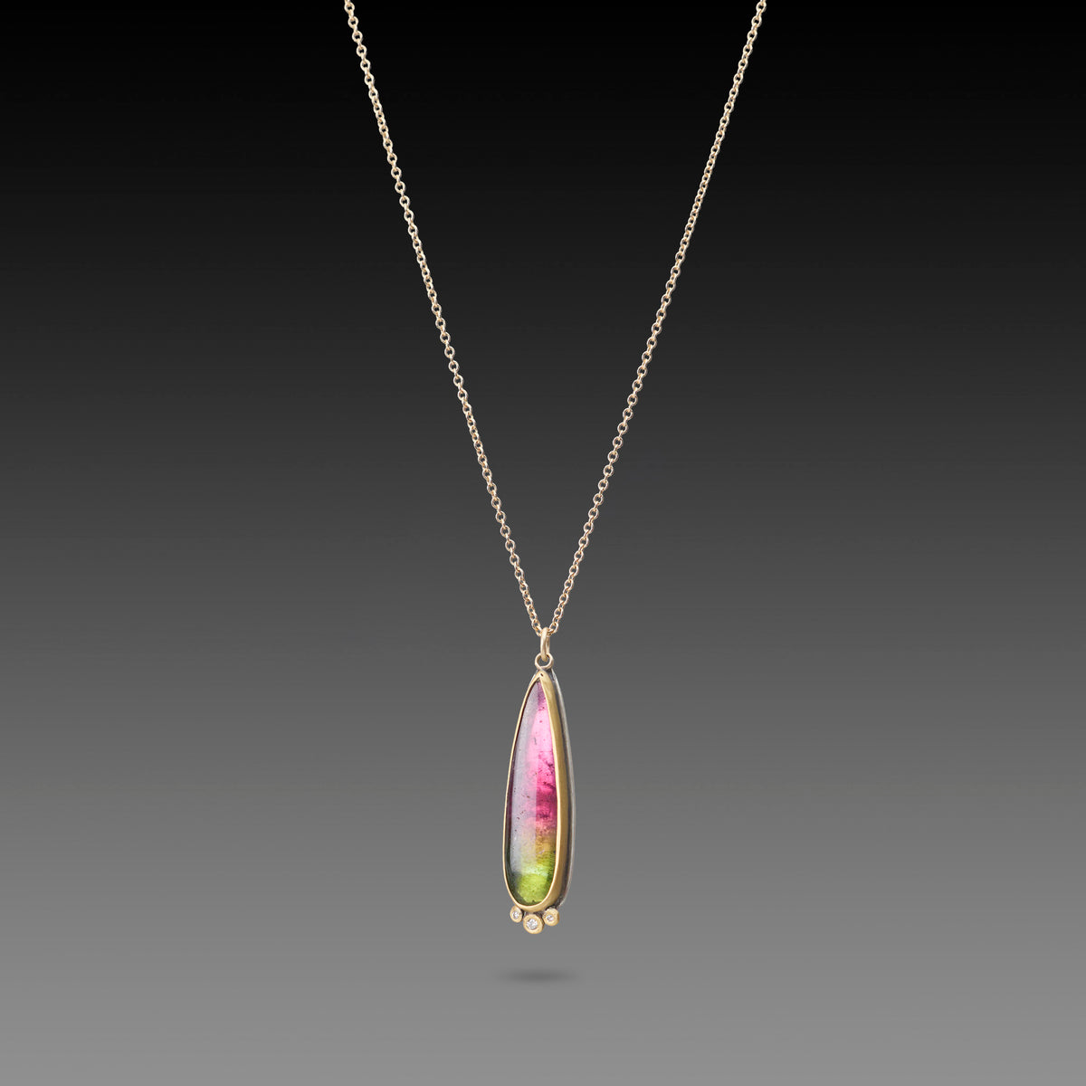 Watermelon Tourmaline Slice Necklace