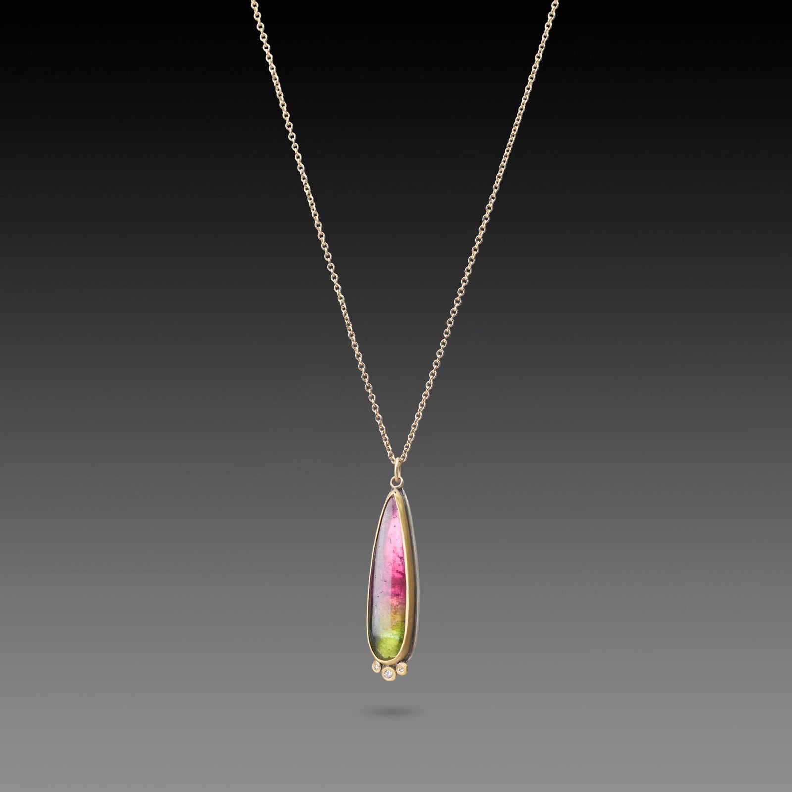 Watermelon Tourmaline Slice Necklace
