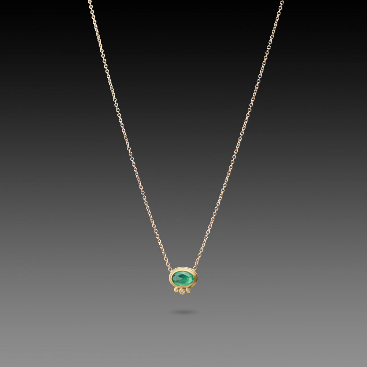Emerald Necklace with Diamond Trio