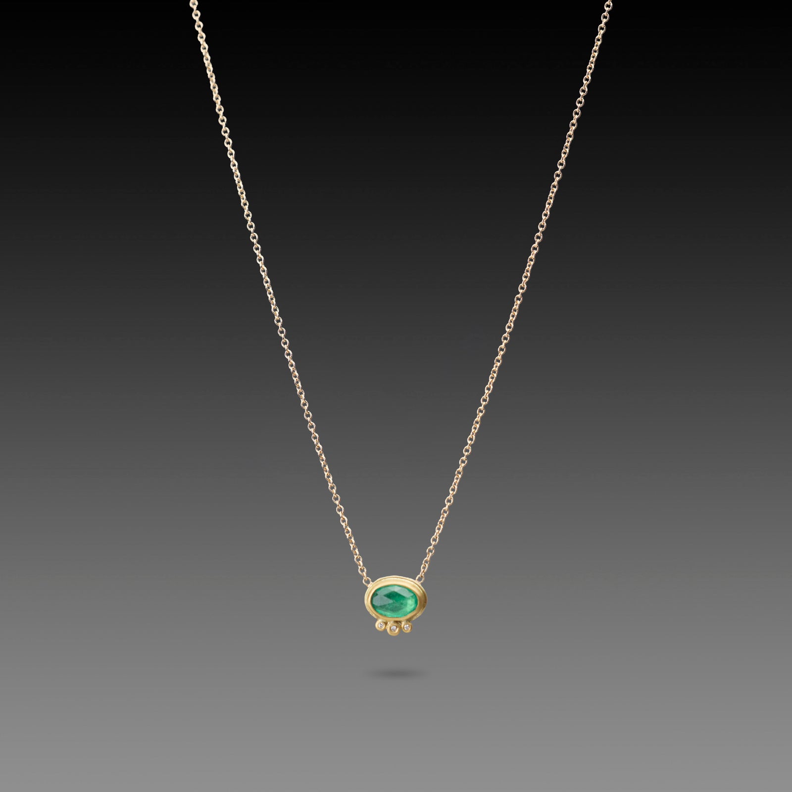 Emerald Necklace with Diamond Trio