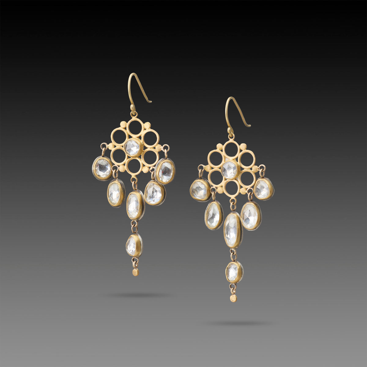 White Zircon Mandala Chandelier Earrings