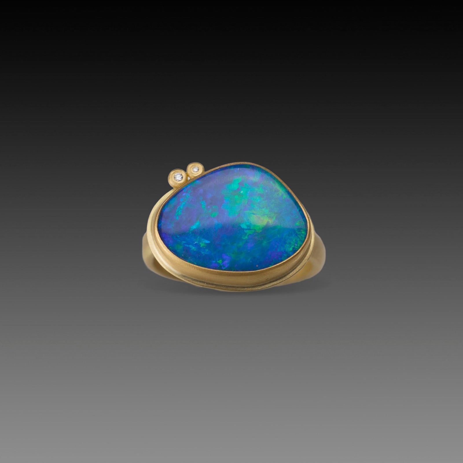 Australian Boulder Opal Ring with Diamonds