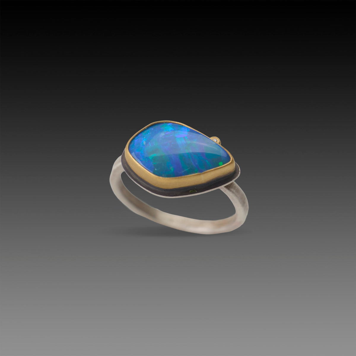 Organic Australian Opal Ring with Diamond Dot