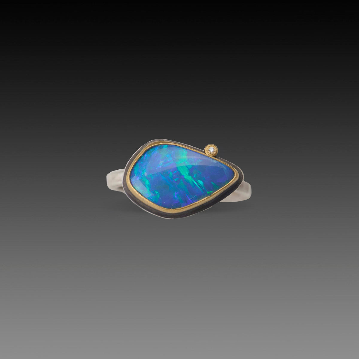 Organic Australian Opal Ring with Diamond Dot