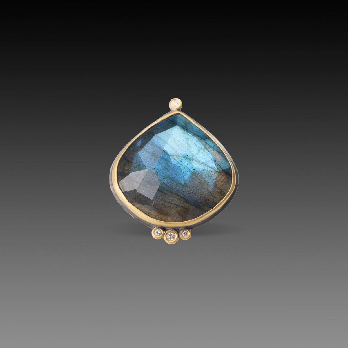 Labradorite Ring with Four Diamonds