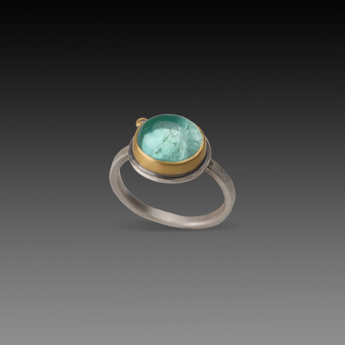 Aqua Tourmaline Ring with Diamond