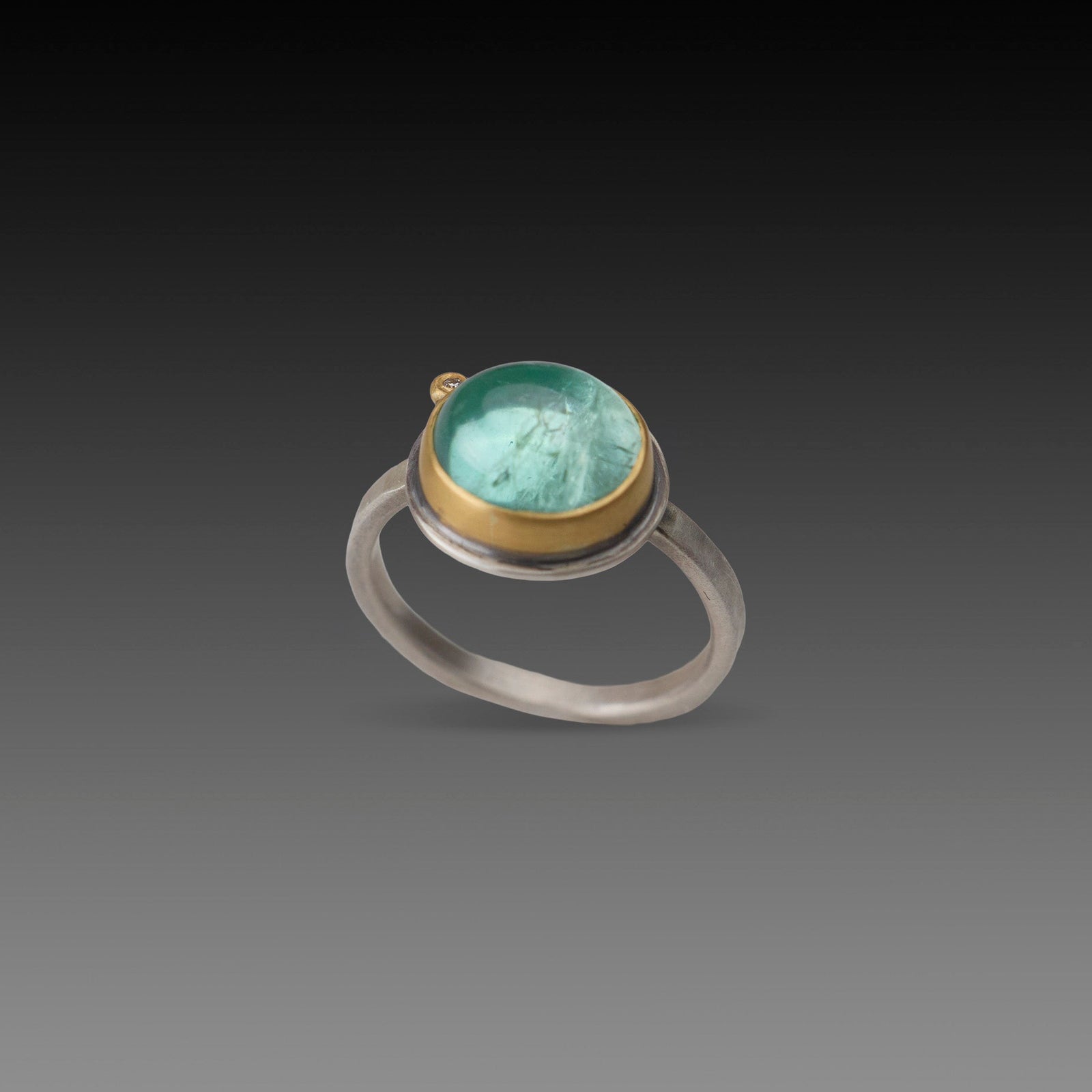 Aqua Tourmaline Ring with Diamond