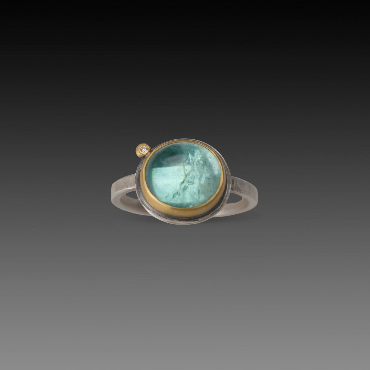 Aqua Tourmaline Ring with Diamond