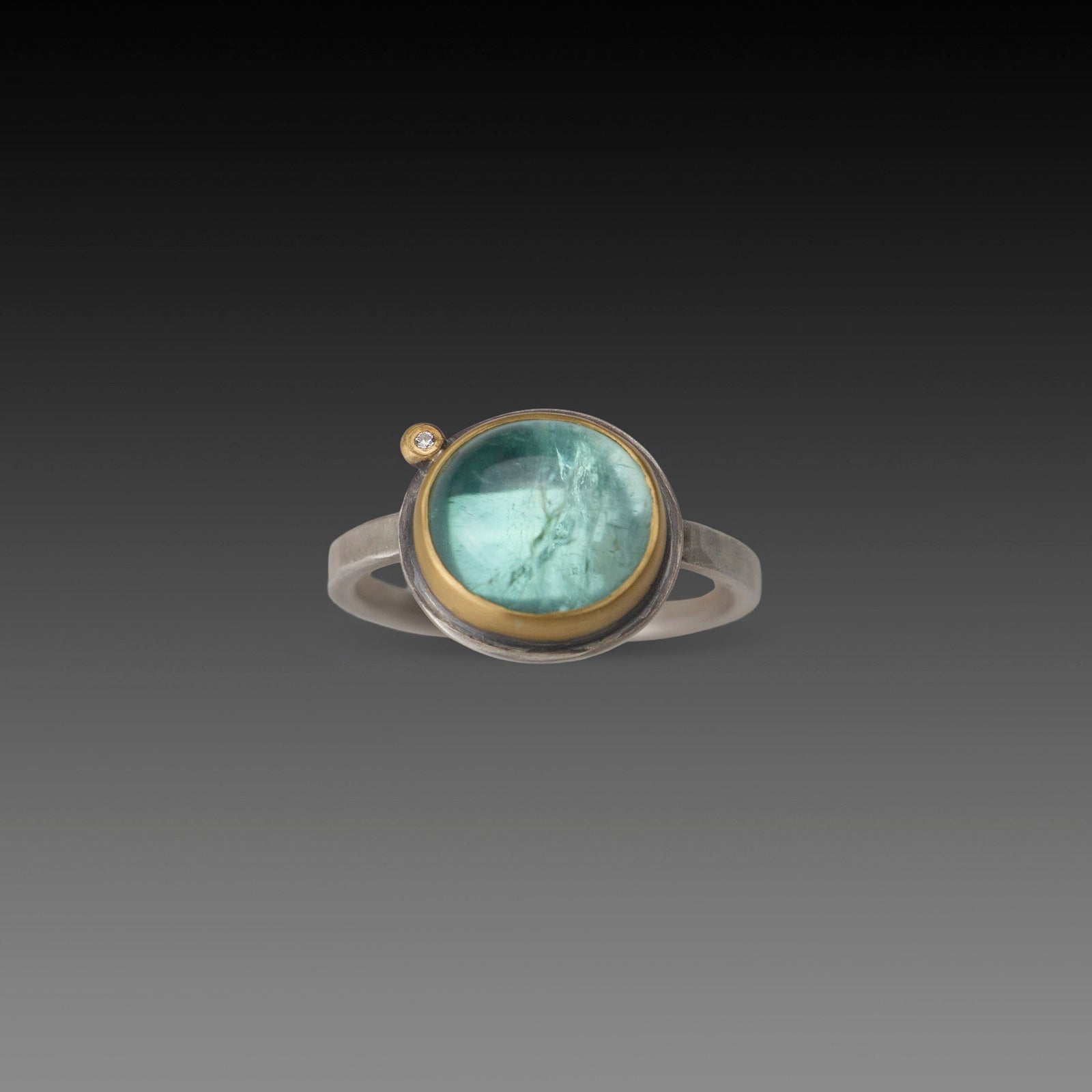 Aqua Tourmaline Ring with Diamond