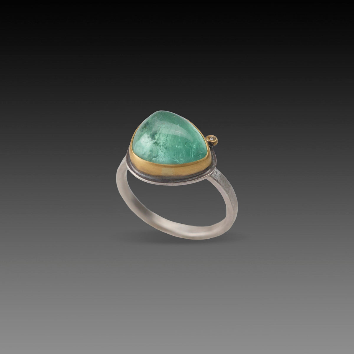 Green Tourmaline Ring with Diamond