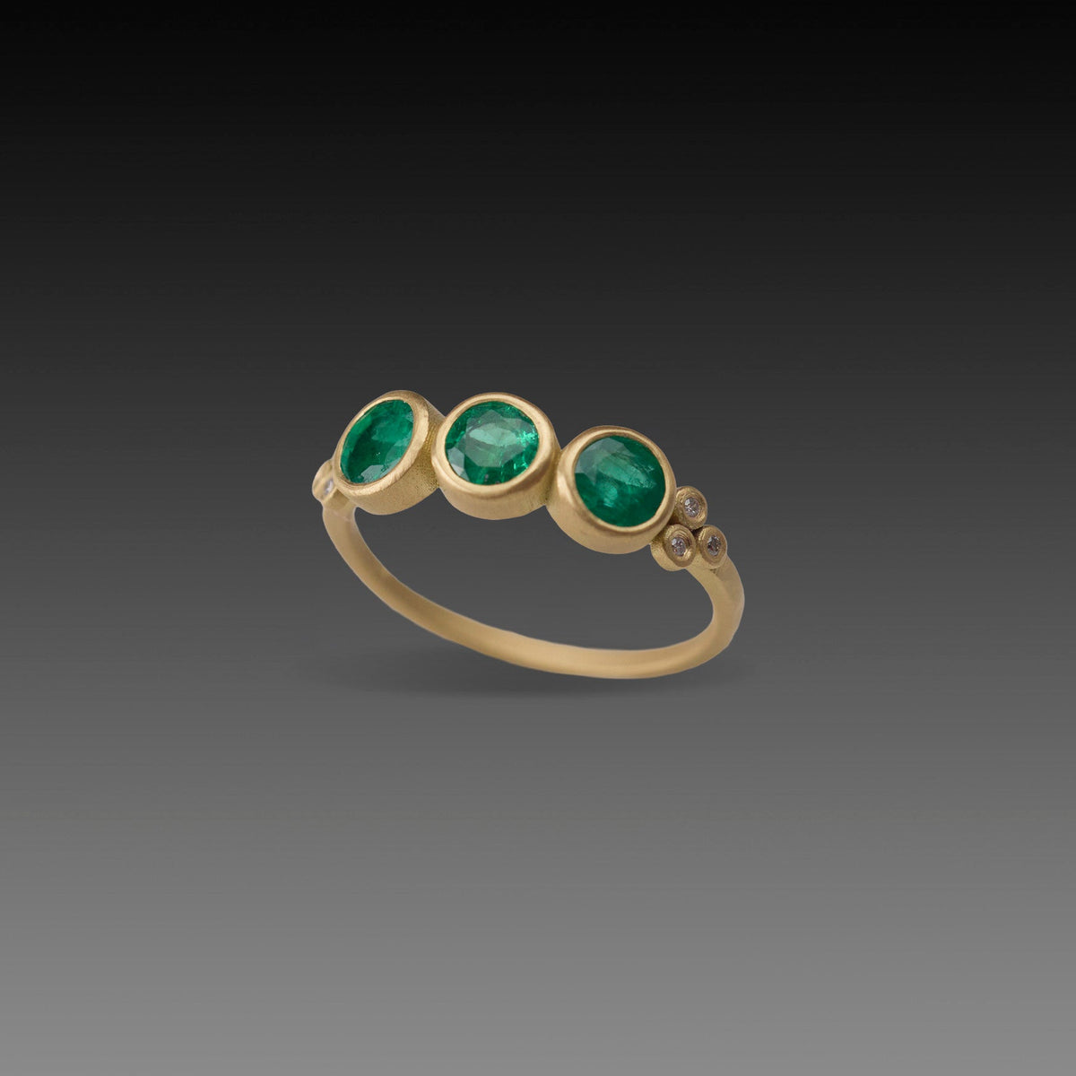 Triple Emerald Ring with Diamonds