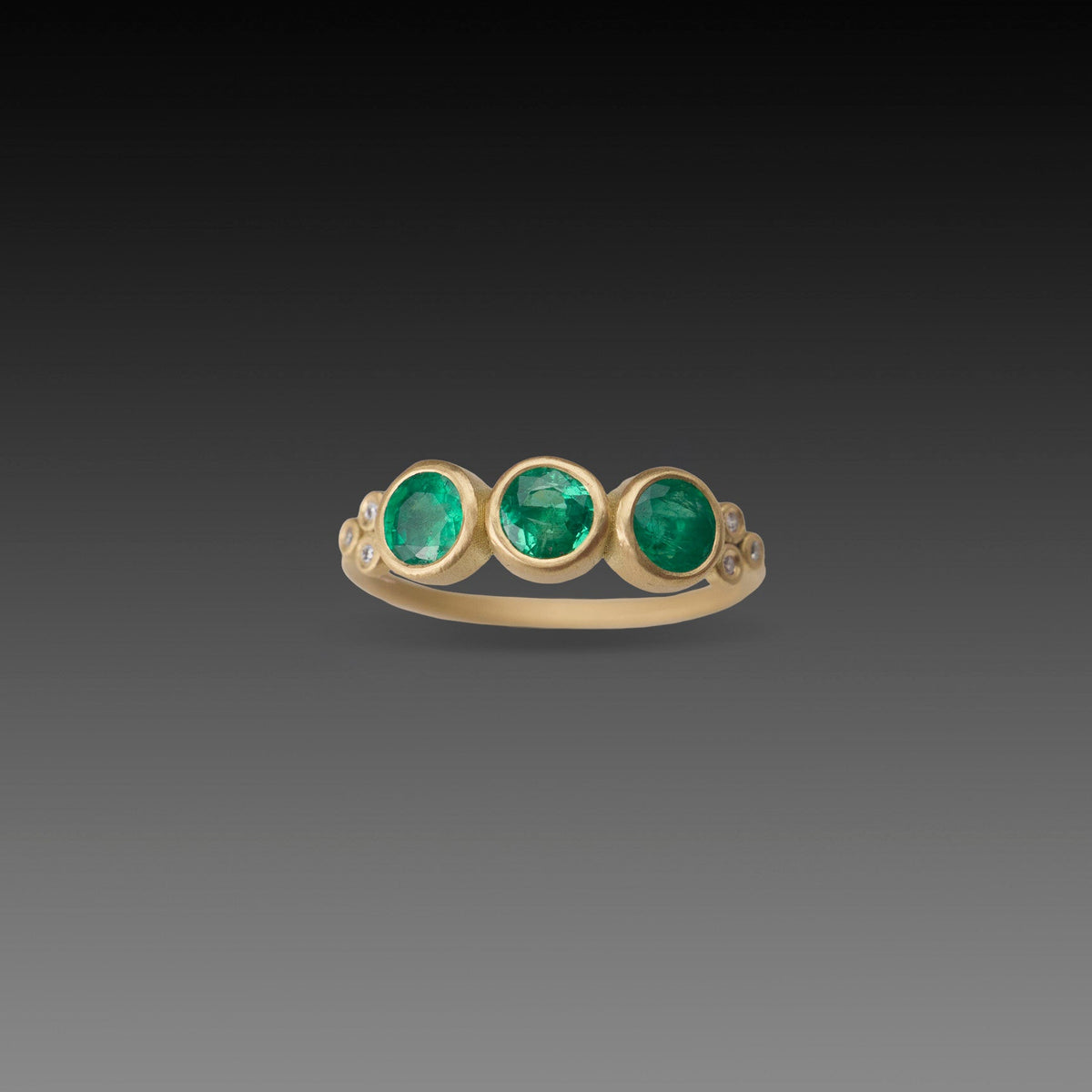 Triple Emerald Ring with Diamonds