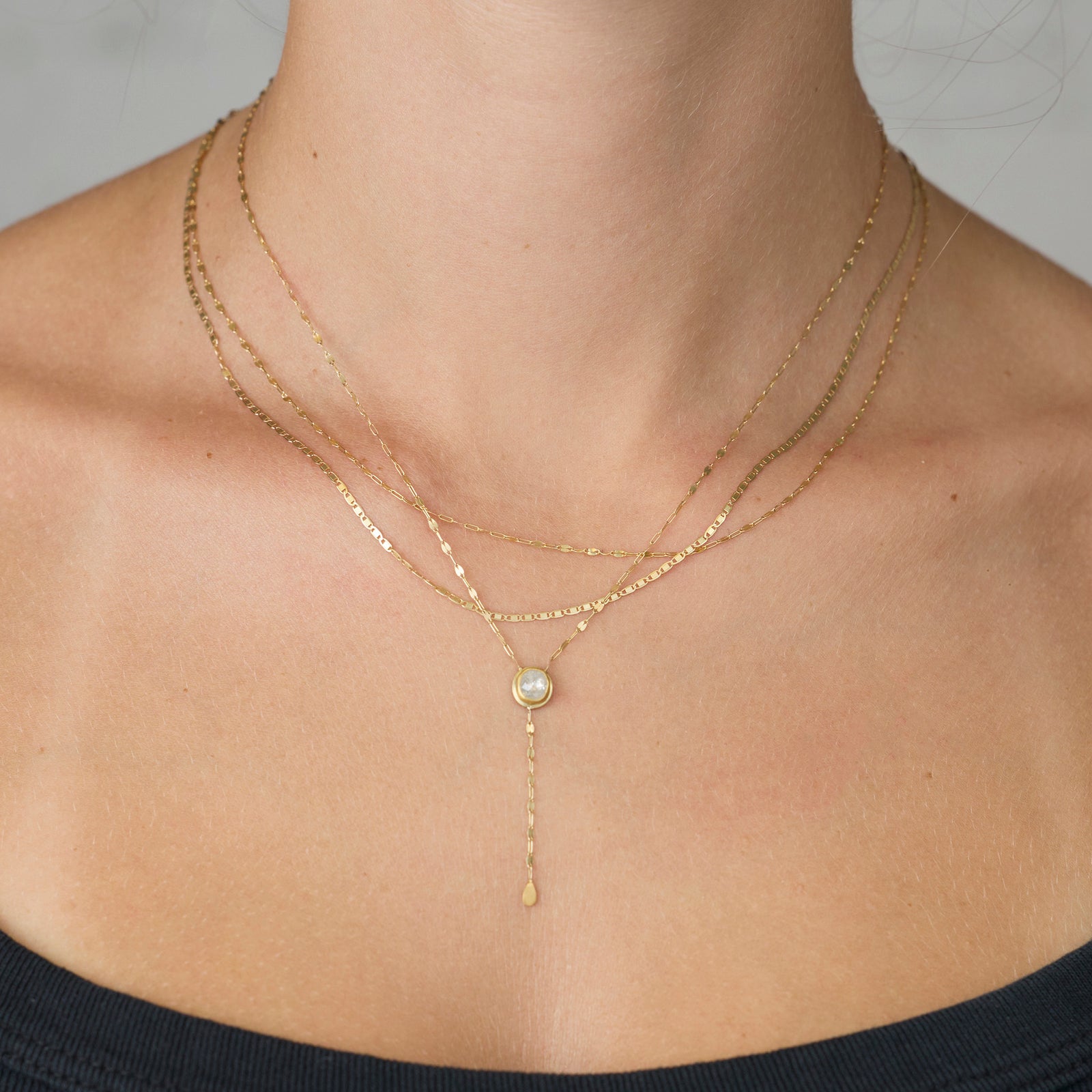 Gray Diamond Drop Necklace